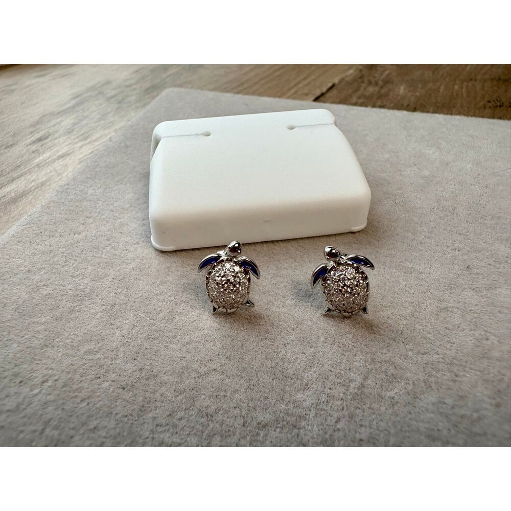 .75CTW Moissanite Turtle Earrings - New! Sterling Silver - Picture 7 of 7
